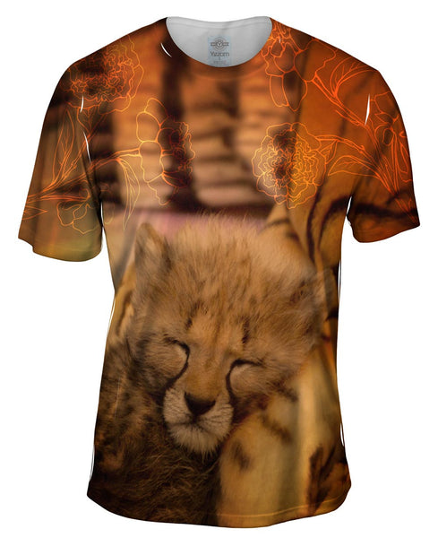 Sleeping Cheetah Kitten Mens T-Shirt