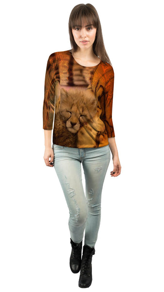 Sleeping Cheetah Kitten&nbsp;Womens 3/4 Sleeve