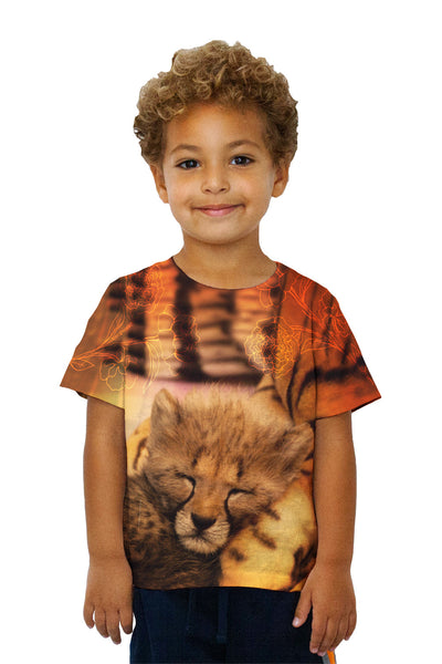 Kids Sleeping Cheetah Kitten Kids T-Shirt