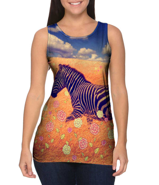 Flower Field Zebra&nbsp;Womens Tank Top