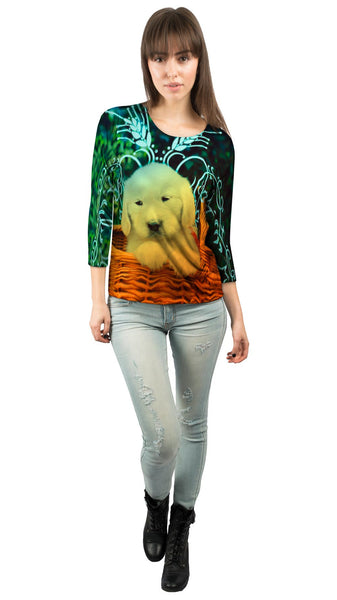 Glow Basket Puppy&nbsp;Womens 3/4 Sleeve