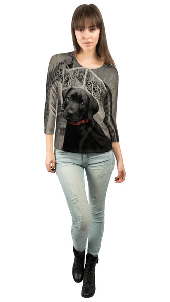 Black Lab Puppy Womens 3/4 Sleeve