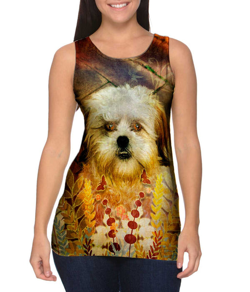 Shih Tzu Floral Puppy&nbsp;Womens Tank Top