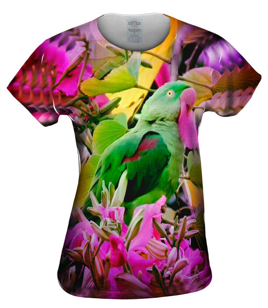 Pink Flower Parrot Womens Top
