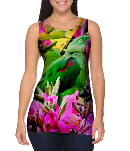 Pink Flower Parrot&nbsp;Womens Tank Top