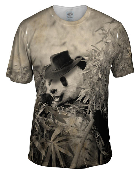 Bamboo Cowboy Panda Mens T-Shirt
