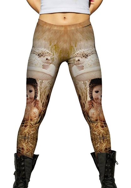White Statue Hedge Hog&nbsp;Womens Leggings