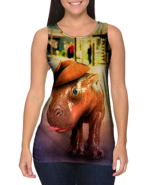 Tree Corner Hat Pygmy Hippo Womens Tank Top