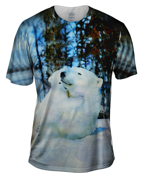 Blue Watercolor Polar Bear Mens T-Shirt