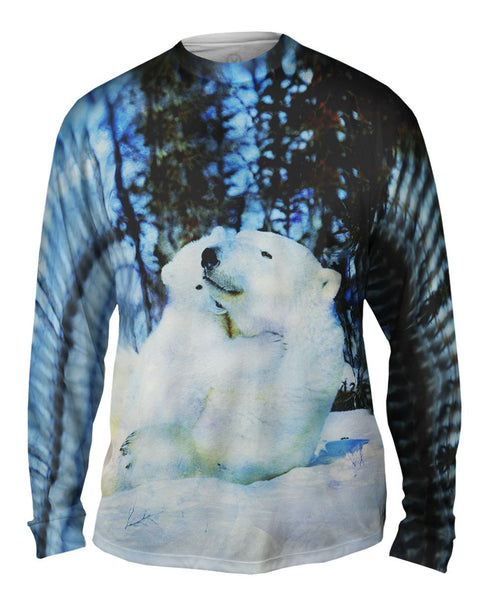 Blue Watercolor Polar Bear&nbsp;Mens Long Sleeve
