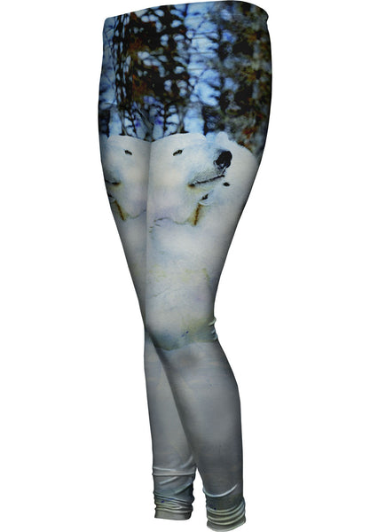 Blue Watercolor Polar Bear Womens Leggings