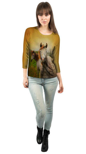 Duo Paint Horses&nbsp;Womens 3/4 Sleeve
