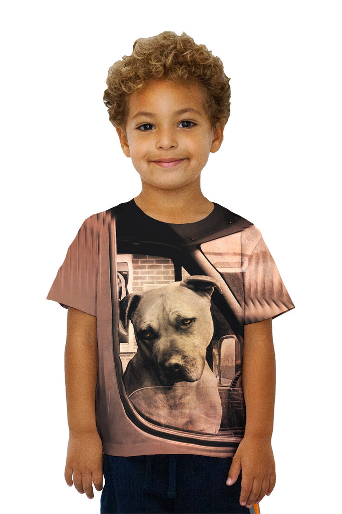 Kids Driving Boxer Dog Kids T Shirt Yizzam
