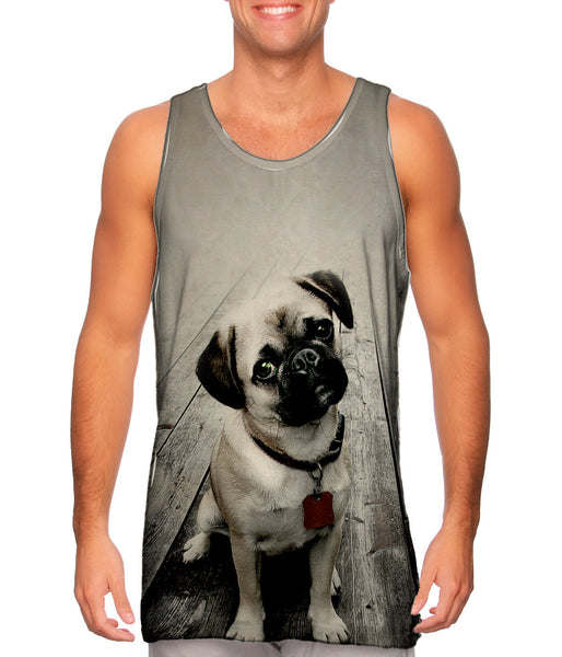 Vintage Wood Pug&nbsp;Mens Tank Top