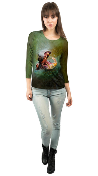 Rain Water Hippo&nbsp;Womens 3/4 Sleeve
