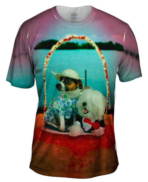 Beach Wedding Dogs Mens T-Shirt