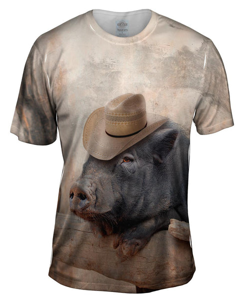 Cowboy Saloon Pig Mens T-Shirt