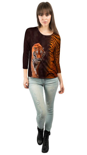 Tiger Half Skin Womens 3/4 Sleeve