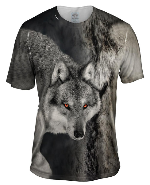 Gray Wolf Half Skin Mens T-Shirt
