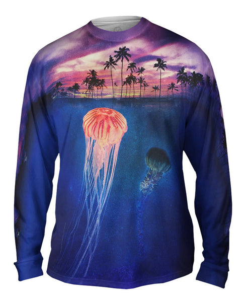 Jellyfish Sky Palm Tree Mens Long Sleeve