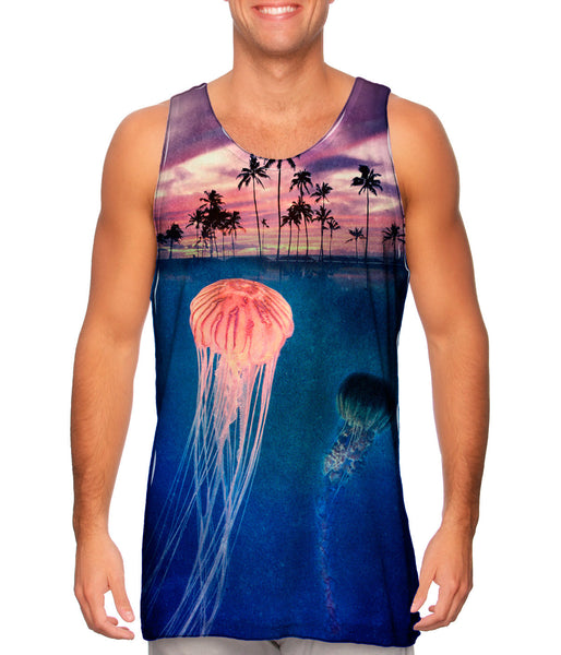 Jellyfish Sky Palm Tree Mens Tank Top