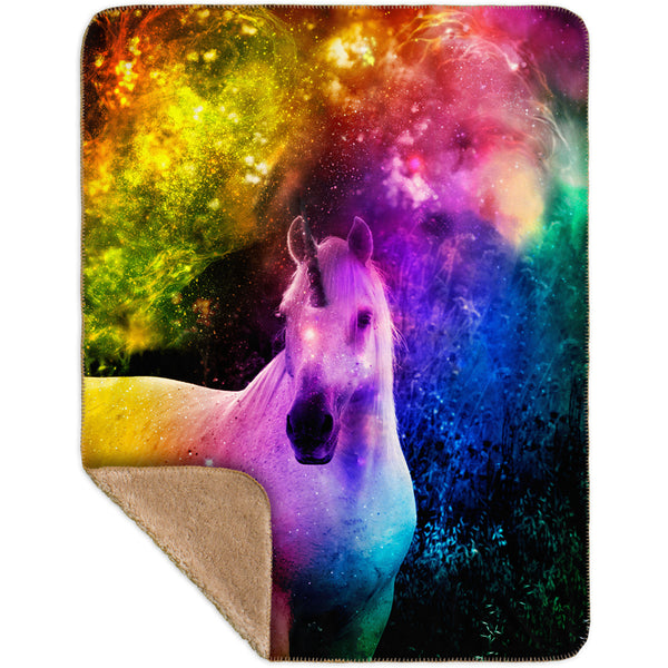 Galaxy Unicorn Sherpa Blanket