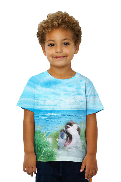 Happy Dog Near The Ocean Kids T-Shirt