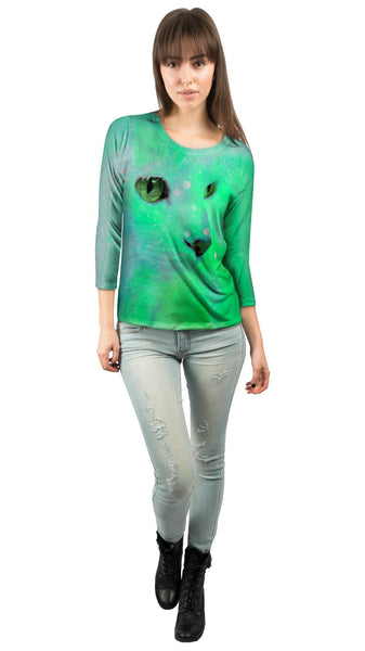 Psychedelic Kitty Close Up Womens 3/4 Sleeve