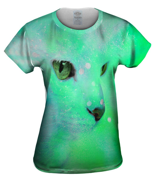 Psychedelic Kitty Close Up Womens Top