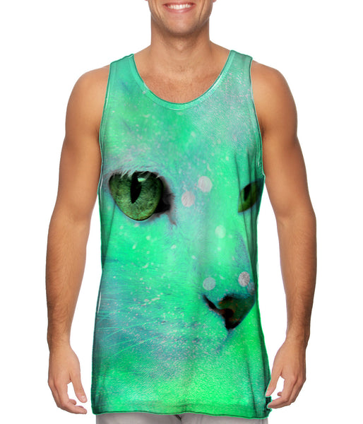 Psychedelic Kitty Close Up Mens Tank Top | Yizzam