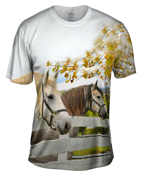 Horses At Fence Mens T-Shirt