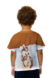 Kids Sledding Husky