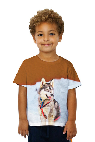 Kids Sledding Husky