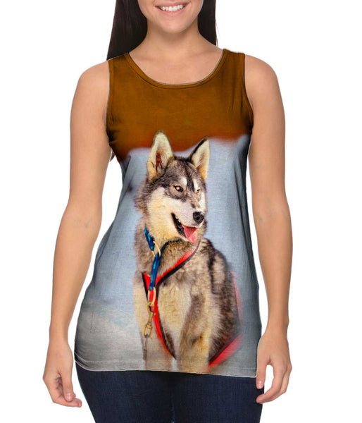 Sledding Husky&nbsp;Womens Tank Top