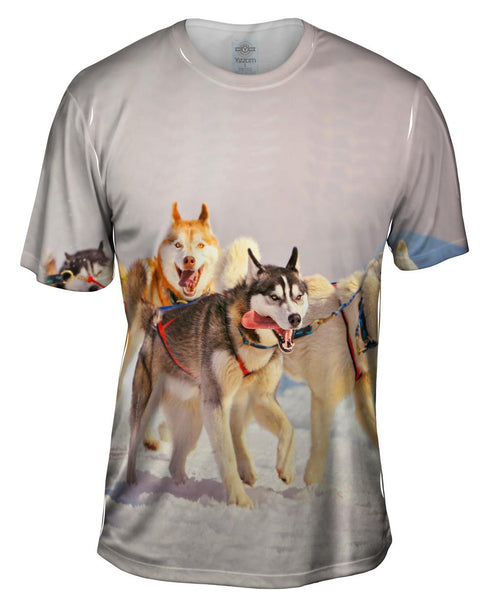 Running Huskies Mens T-Shirt