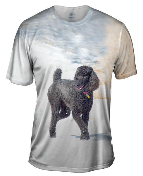 Smokey Poodle In The Snow Mens T-Shirt