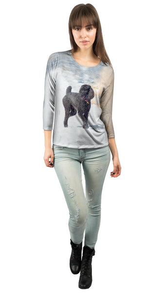 Smokey Poodle In The Snow Womens 3/4 Sleeve