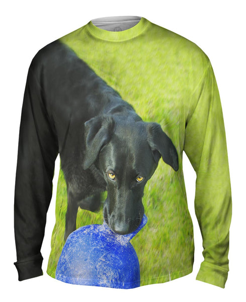 Black Lab And His Ball Mens Long Sleeve