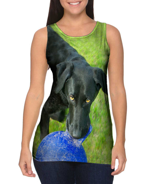 Black Lab And His Ball Womens Tank Top