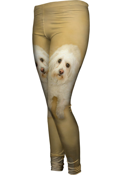 Sad White Puppy Womens Leggings