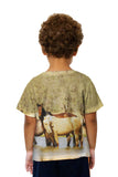 Kids Horses At Stream