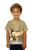 Kids Horses At Stream