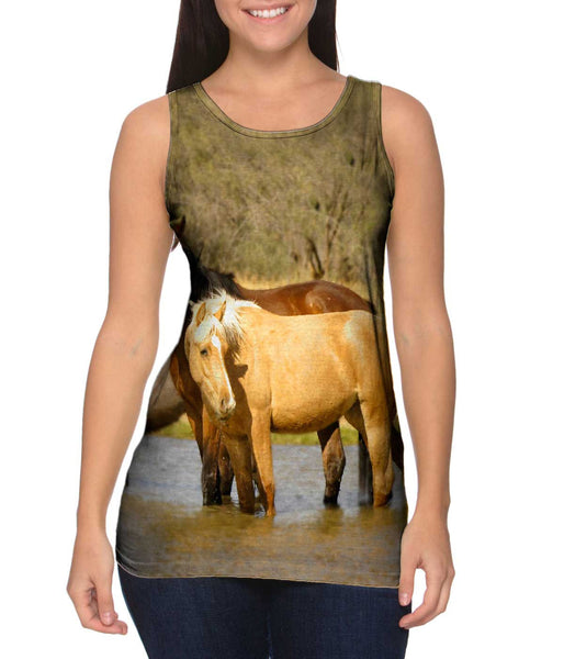 Horses At Stream&nbsp;Womens Tank Top
