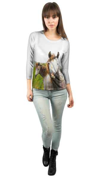 Horse With Golden Mane&nbsp;Womens 3/4 Sleeve