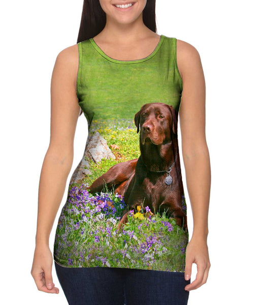 Chocolate Lab In Spring Womens Tank Top