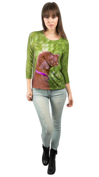 Young Chocolate Lab Womens 3/4 Sleeve