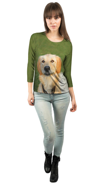 Golden Lab Smiling Womens 3/4 Sleeve