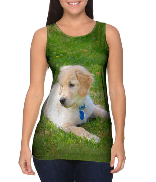 Golden Lab Puppy Relaxing Womens Tank Top
