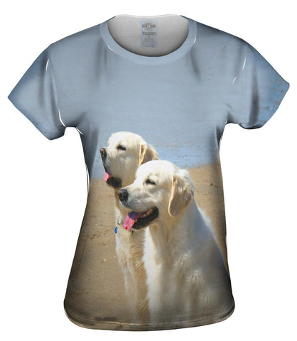 Golden Labs At Beach