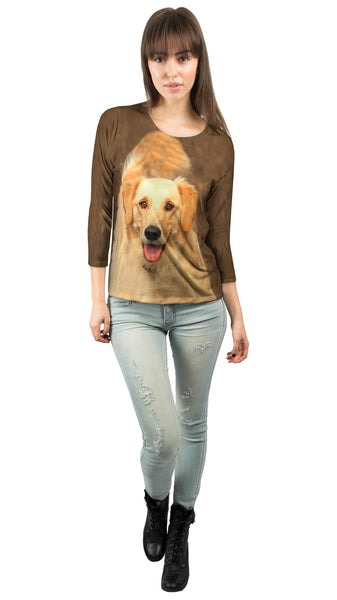 Fluffy Tailed Golden Lab Womens 3/4 Sleeve